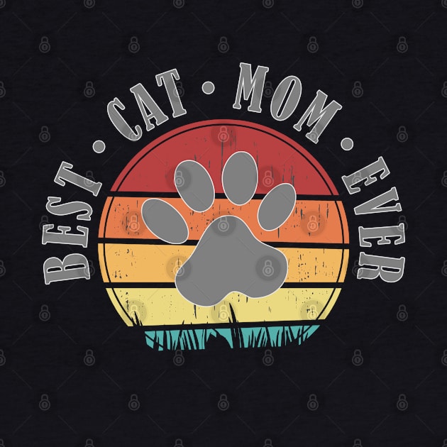 Best Cat Mom Ever Retro Sunset Vector Graphics by RamoryPrintArt